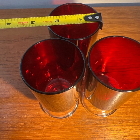 3 Luminarc Verrerie D'Arques Liquor Short Dessert Glasses Ruby Red Excellent - Picture 3 of 7